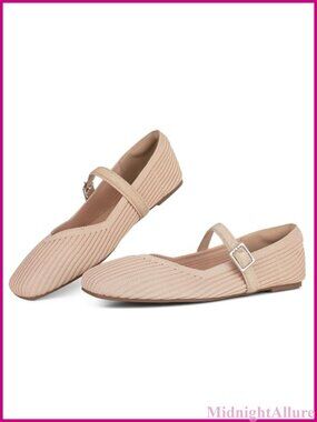 Women's Knit Mary Jane Flats Adjustable Strap Foldable Ballet Shoes